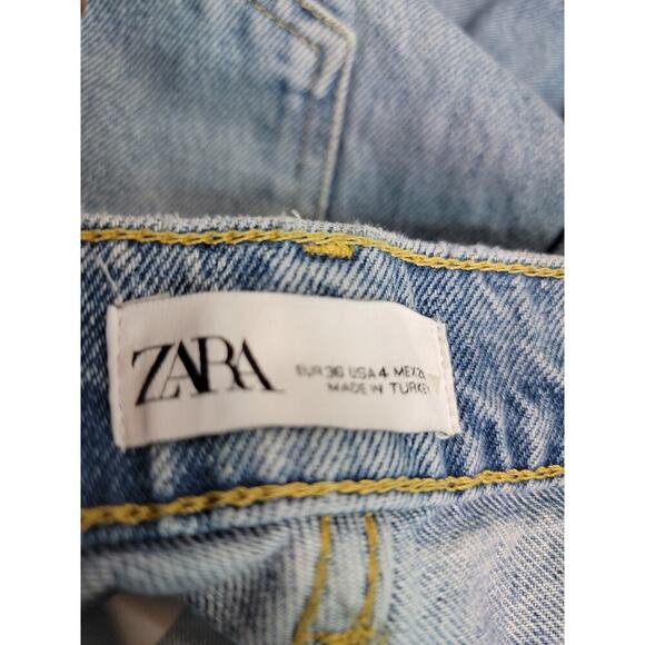 Zara Cargo Jeans Womens Sz 4 Slim Straight High Rise Carpenter Utility Pockets - Picture 7 of 11